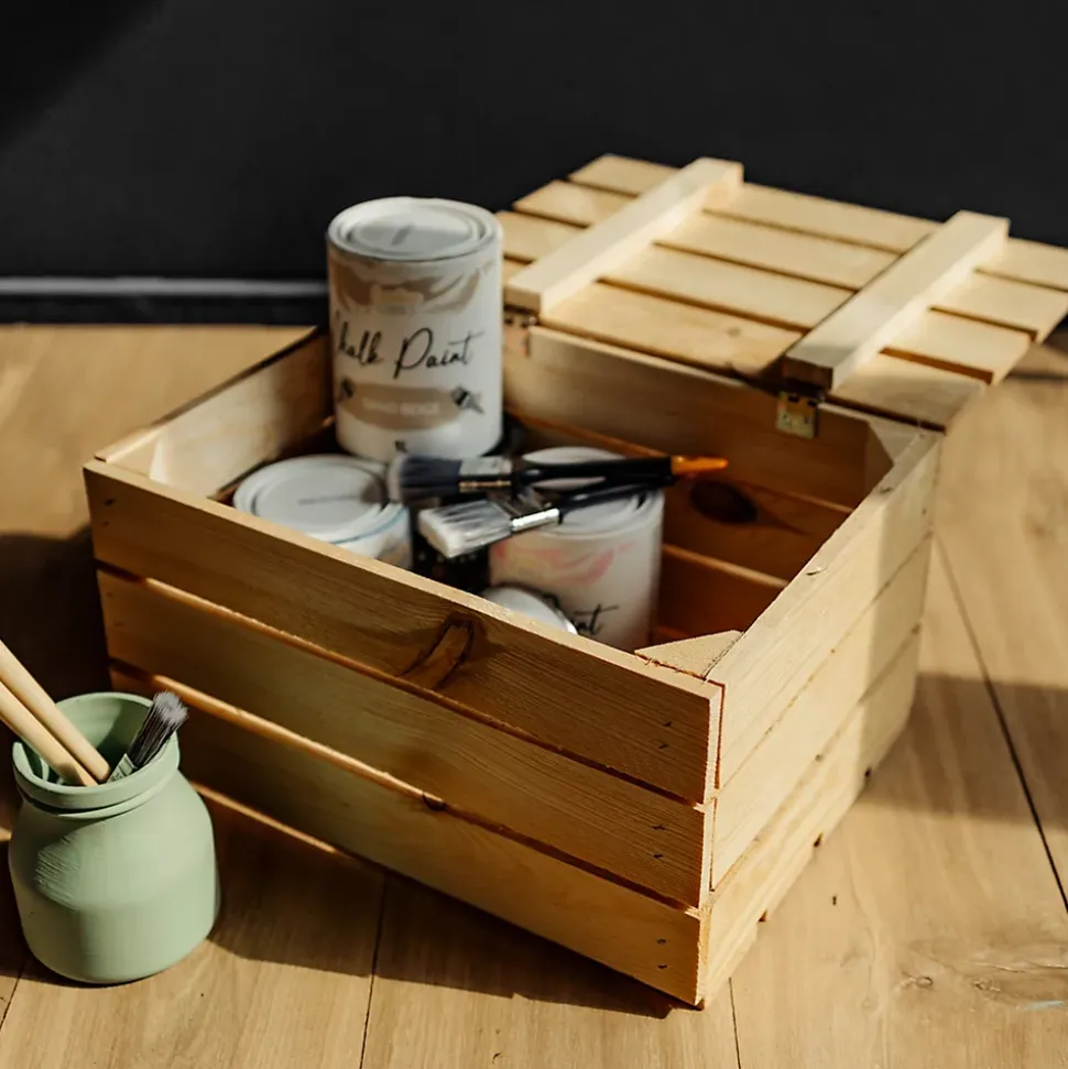 Creative Deco Grande Boite Rangement en Bois Naturel 40 x 30 x 22 cm - avec Couvercle - Boîte Cadeau Coffre Malle Vintage