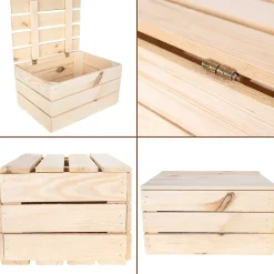 Creative Deco Grande Boite Rangement en Bois Naturel 40 x 30 x 22 cm - avec Couvercle - Boîte Cadeau Coffre Malle Vintage
