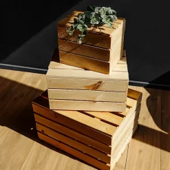 Creative Deco Grande Boite Rangement en Bois Naturel 40 x 30 x 22 cm - avec Couvercle - Boîte Cadeau Coffre Malle Vintage