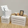Creative Deco Grande Boite Rangement en Bois Blanc 27,5 x 20 x 21,5 cm - avec Couvercle - Boîte Cadeau Coffre Malle Vintage