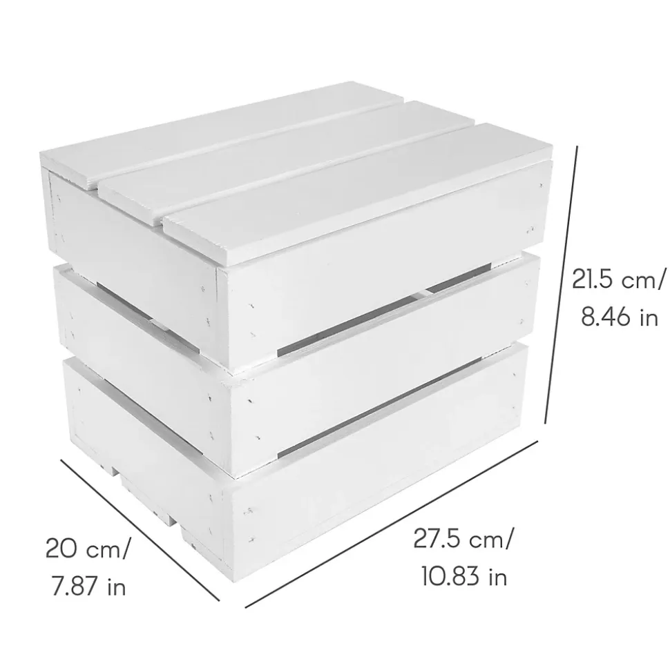 Creative Deco Grande Boite Rangement en Bois Blanc 27,5 x 20 x 21,5 cm - avec Couvercle - Boîte Cadeau Coffre Malle Vintage