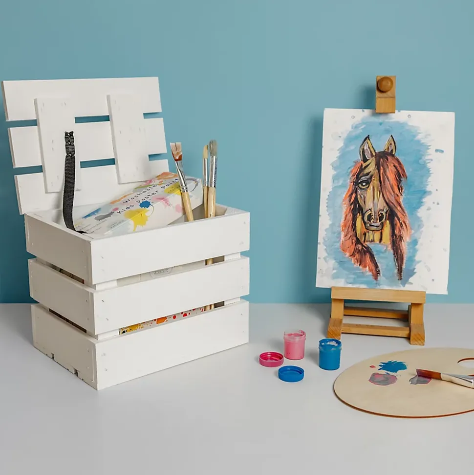 Creative Deco Grande Boite Rangement en Bois Blanc 27,5 x 20 x 21,5 cm - avec Couvercle - Boîte Cadeau Coffre Malle Vintage