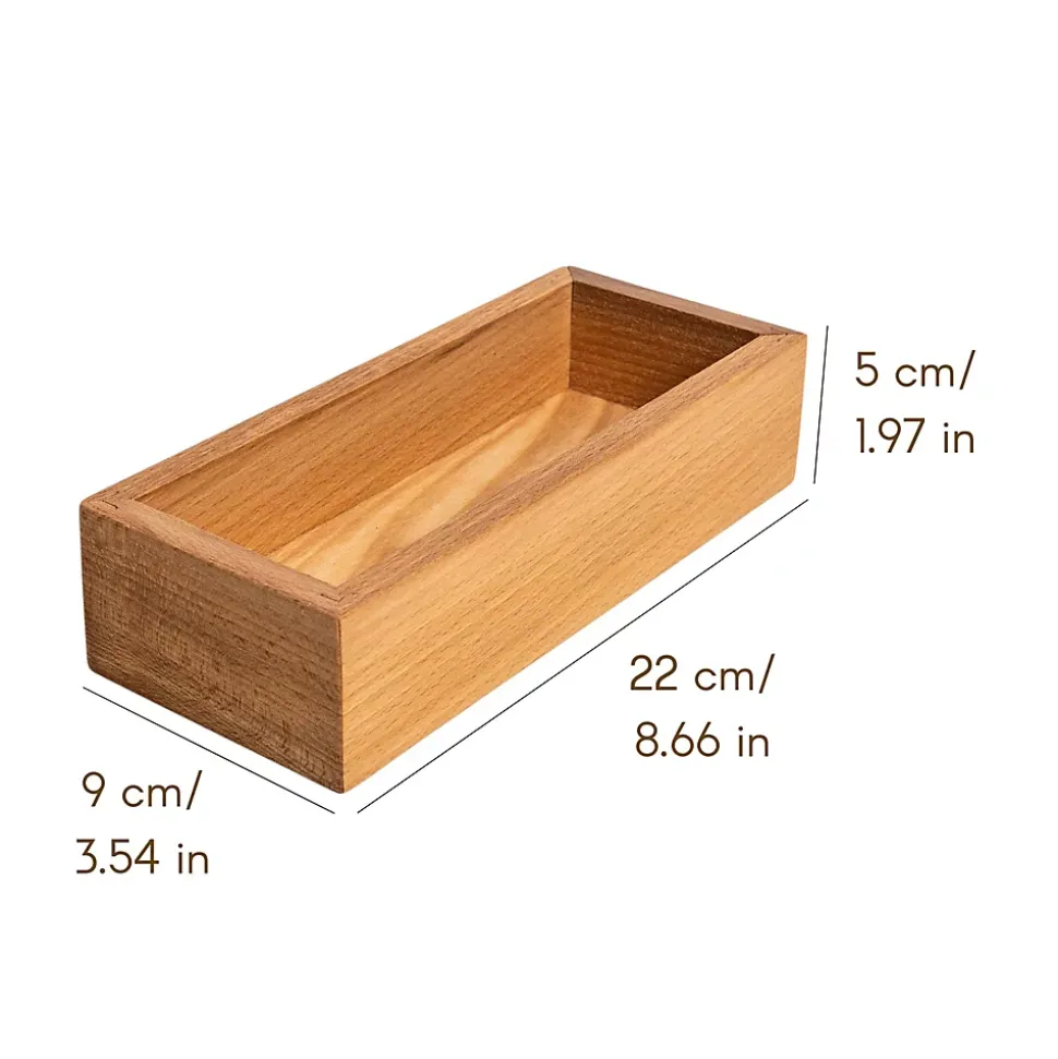 Creative Deco Petite Boîte de Rangement en Bois de Hêtre 22 x 9 x 5 cm - Plateau pour Épices, Petit-Déjeuner - Organisateur Epices