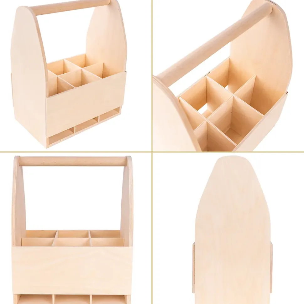 Creative Deco Porte-Bière en Bois pour 6 Bouteilles - Coffret 24x16x30 cm - Panier Cadeau Homme - Range-Bouteilles Pratique