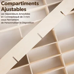Creative Deco Étagère Murale en Bois pour 80 Voitures de Collection - Compartiments Ajustables Vitrine Verticale 78,5 x 40 x 4,5cm