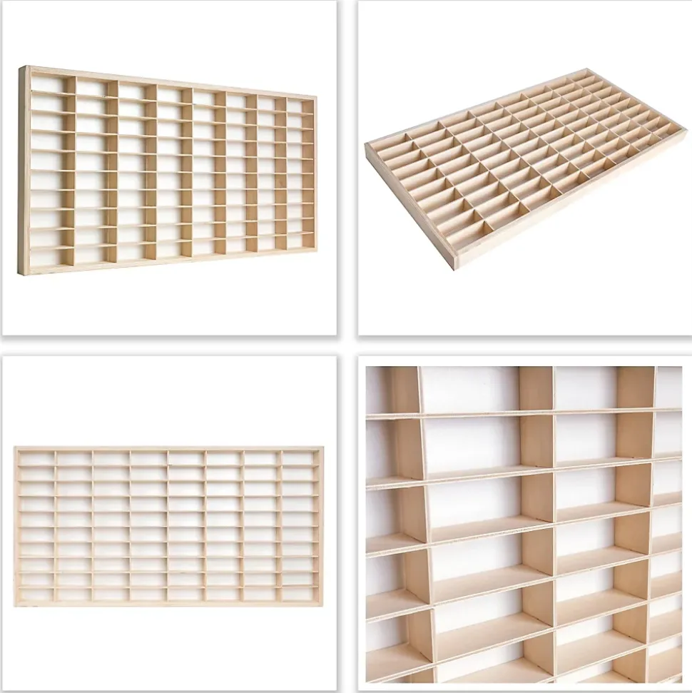 Creative Deco Étagère Murale en Bois pour 80 Voitures de Collection - Compartiments Ajustables Vitrine Verticale 78,5 x 40 x 4,5cm