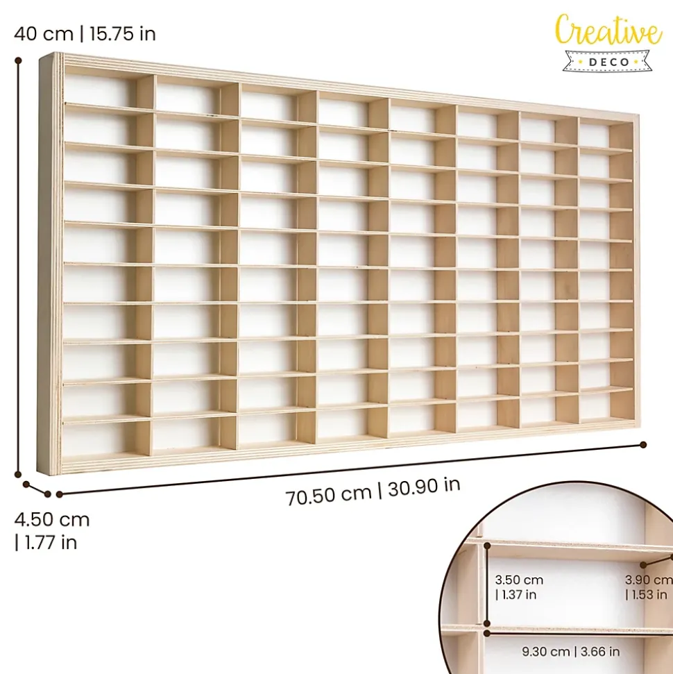Creative Deco Étagère Murale en Bois pour 80 Voitures de Collection - Compartiments Ajustables Vitrine Verticale 78,5 x 40 x 4,5cm