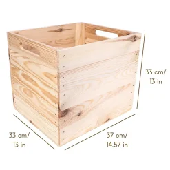 Creative Deco 4x Caisse en Bois Naturel Compatible Étagères KALLAX et EXPIDIT - 33 x 37 x 33 cm - Cube de Rangement Bois Vintage