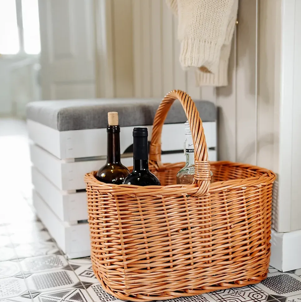 Creative Home Panier à Bouteilles en Osier 6 Compartiments - 40 x 31 x 38 cm (+/- 2 cm) - Tissé à la Main - Sac de Transport