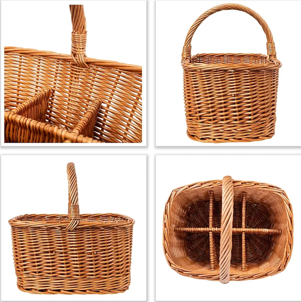 Creative Home Panier à Bouteilles en Osier 6 Compartiments - 40 x 31 x 38 cm (+/- 2 cm) - Tissé à la Main - Sac de Transport