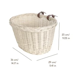 Creative Home Panier à Vélo en Osier Blanc - 36 x 29 x 23 cm (+/- 2 cm) Saule épais - Tressé à la main - Facile à assembler