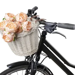 Creative Home Panier à Vélo en Osier Blanc - 36 x 29 x 23 cm (+/- 2 cm) Saule épais - Tressé à la main - Facile à assembler