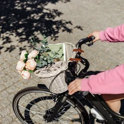 Creative Home Panier à Vélo en Osier Blanc - 36 x 29 x 23 cm (+/- 2 cm) Saule épais - Tressé à la main - Facile à assembler