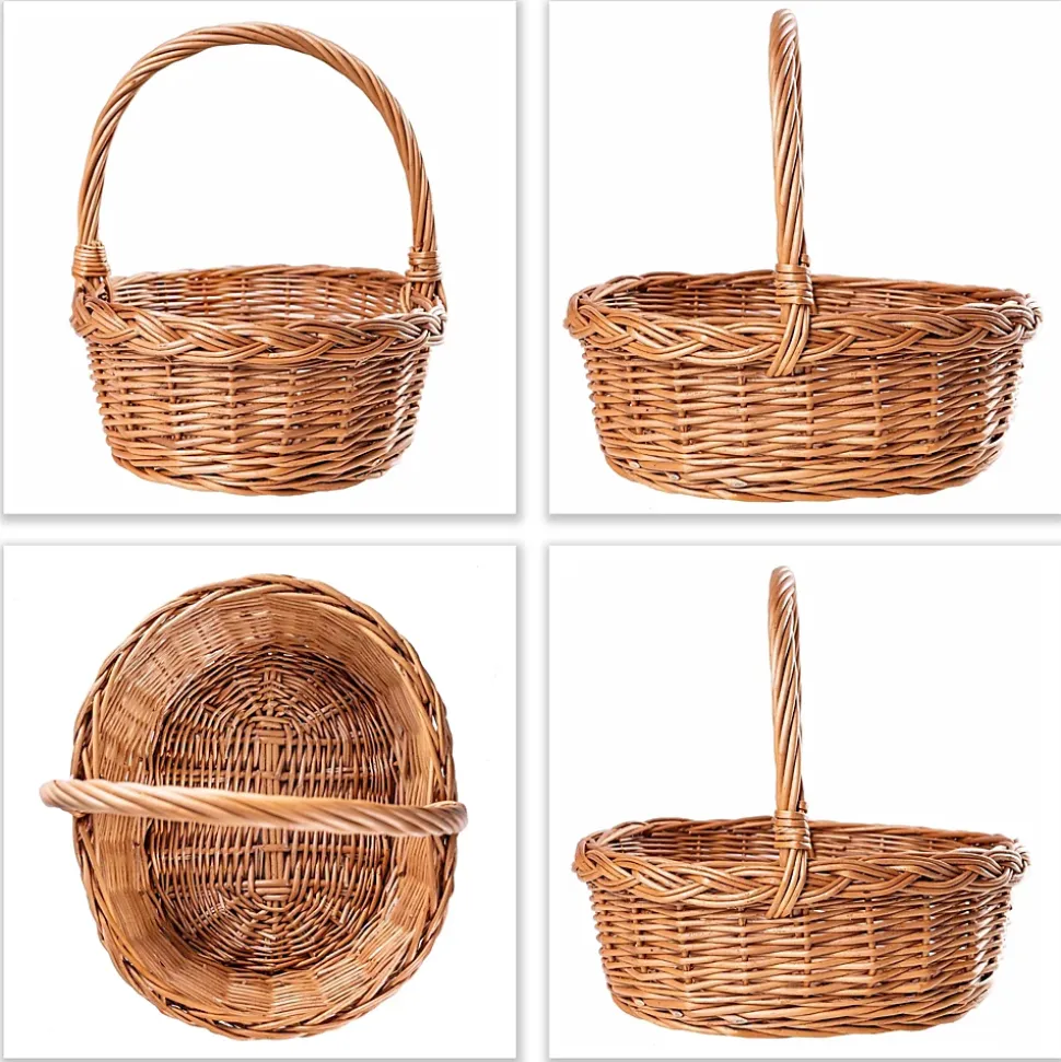Creative Home Panier de Pâques en Osier 30 x 27 x 24 cm - Tissé à la Main, Brun Naturel, Rangement Polyvalent, Pique-Nique