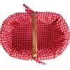 Creative Home Panier de Pique-Nique en Osier avec Poignée - Carreaux Rouges - 45 x 32 x 34 cm (+/- 2 cm) - Tressé à la Main