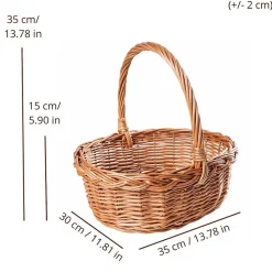 Creative Home Panier de Pâques en Osier 35 x 30 x 35 cm - Tissé à la Main, Brun Naturel, Rangement Polyvalent, Pique-Nique