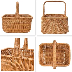 Creative Home Panier de Rangement en Osier Pique-Nique avec Poignées Néerlandais 42 x 32 x 40 cm (+/- 1 cm) - Tissé à la Main