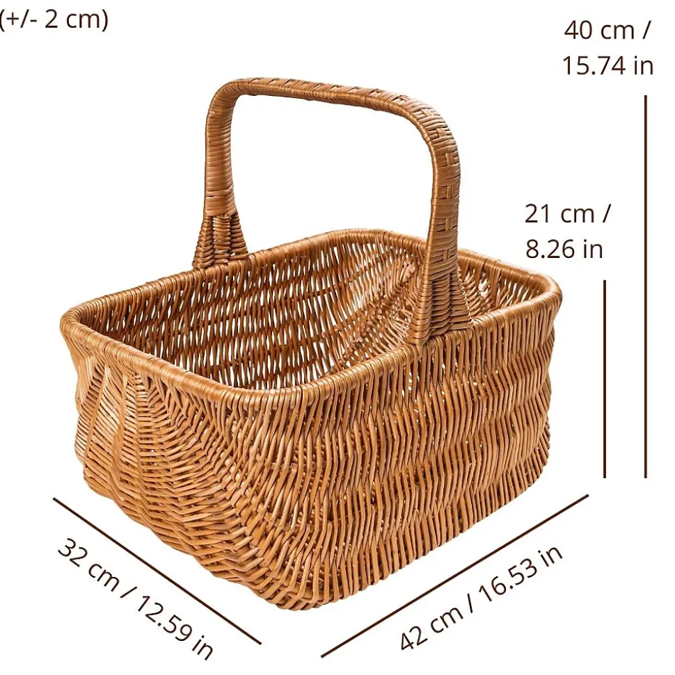 Creative Home Panier de Rangement en Osier Pique-Nique avec Poignées Néerlandais 42 x 32 x 40 cm (+/- 1 cm) - Tissé à la Main