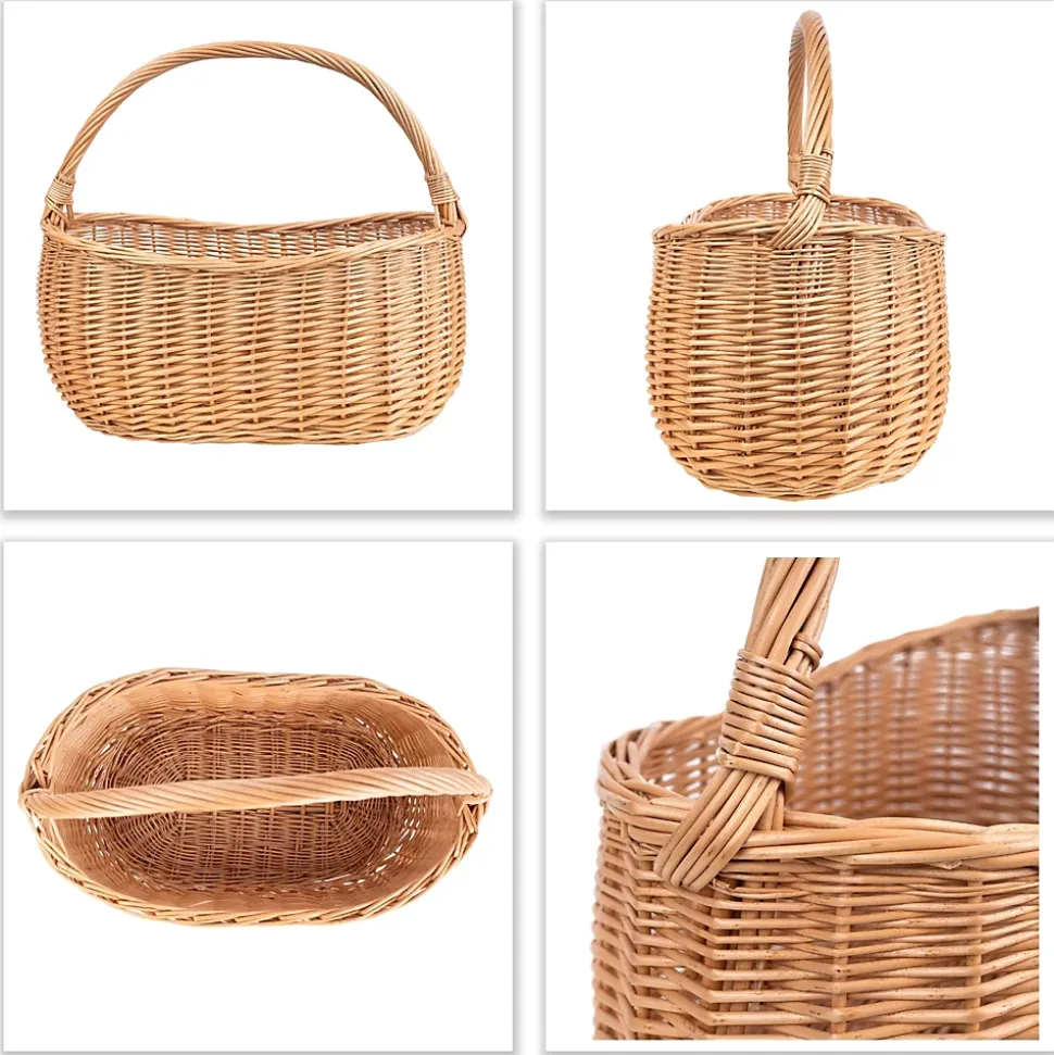 Creative Home Panier de Rangement Panier en Osier Pique-Nique avec Poignées - 45 x 26 x 41 cm (+/- 2 cm) - Tissé à la Main