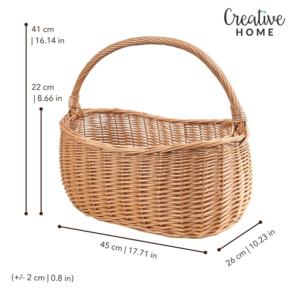 Creative Home Panier de Rangement Panier en Osier Pique-Nique avec Poignées - 45 x 26 x 41 cm (+/- 2 cm) - Tissé à la Main