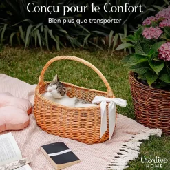 Creative Home Panier de Rangement Panier en Osier Pique-Nique avec Poignées - 45 x 26 x 41 cm (+/- 2 cm) - Tissé à la Main