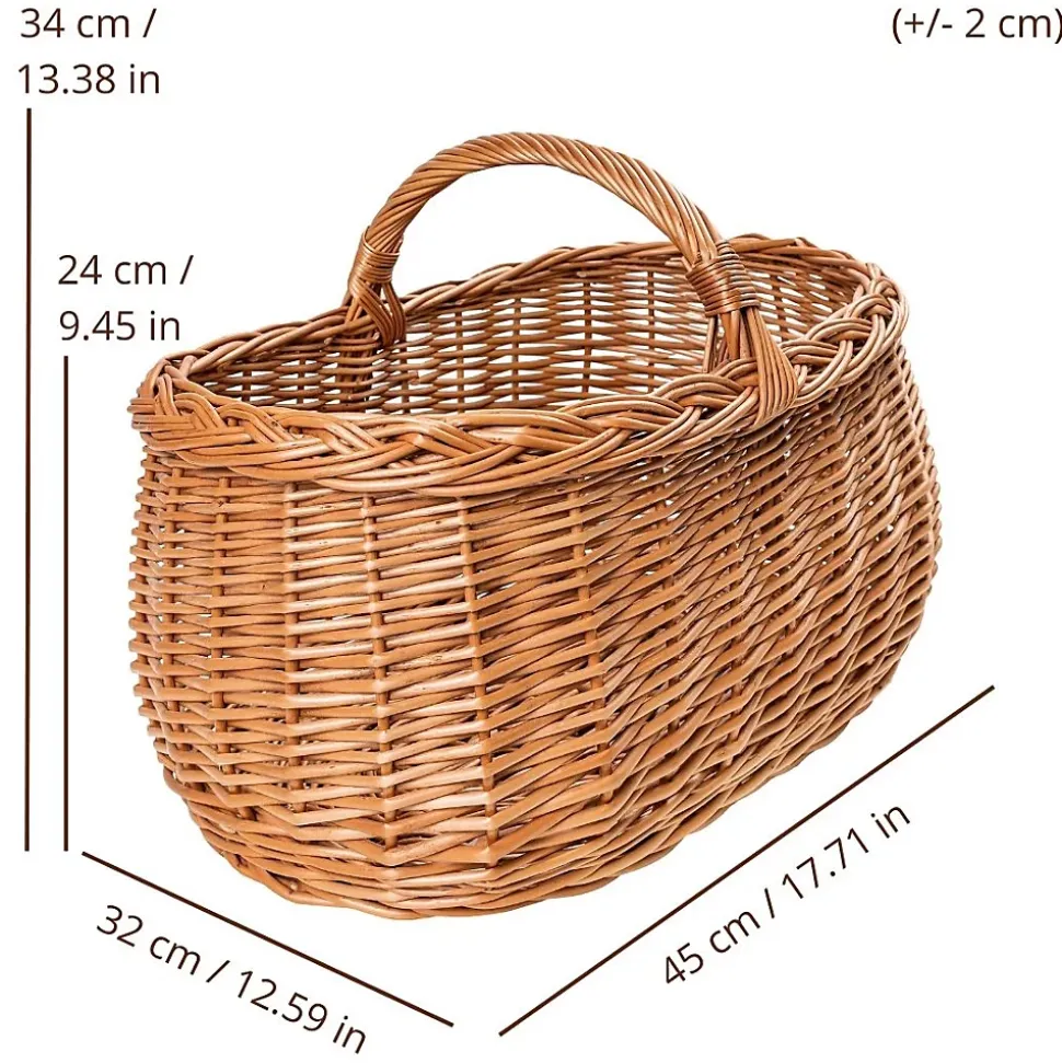 Creative Home Panier de Rangement Panier en Osier Pique-Nique avec Poignées 45 x 32 x 34 cm (+/- 1 cm) - Tissé à la Main