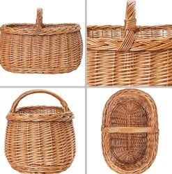Creative Home Panier de Rangement Panier en Osier Pique-Nique avec Poignées 45 x 32 x 34 cm (+/- 1 cm) - Tissé à la Main