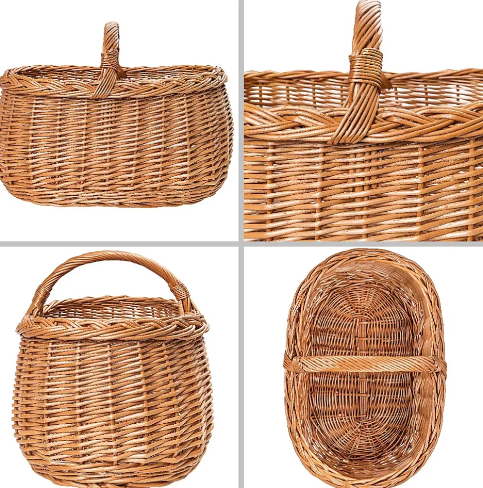 Creative Home Panier de Rangement Panier en Osier Pique-Nique avec Poignées 45 x 32 x 34 cm (+/- 1 cm) - Tissé à la Main