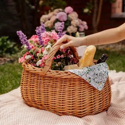 Creative Home Panier de Rangement Panier en Osier Pique-Nique avec Poignées 45 x 32 x 34 cm (+/- 1 cm) - Tissé à la Main