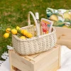 Creative Home Panier en Osier Blanc 36 x 27 x 32 cm - Panier de Rangement & Panier Pique-Nique - Grand Panier de Pâques