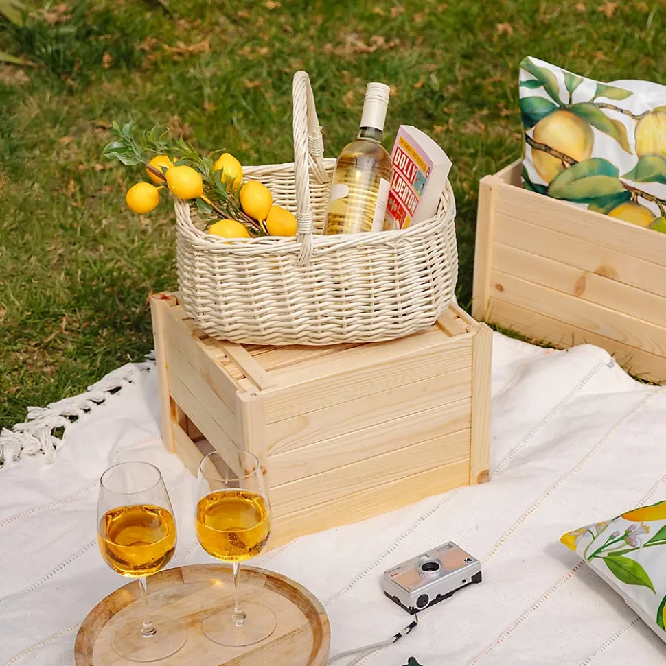 Creative Home Panier en Osier Blanc 36 x 27 x 32 cm - Panier de Rangement & Panier Pique-Nique - Grand Panier de Pâques