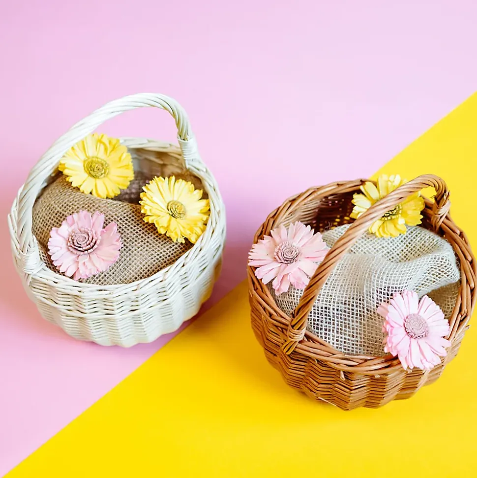 Creative Home Petit Panier de Pâques en Osier Blanc 22 x 22 x 26 cm (+/- 2 cm) -Panier avec Anse - Tissé à la Main - Panier Fruits
