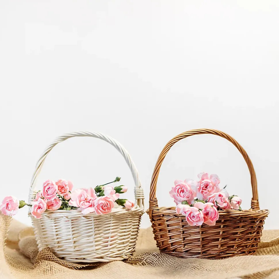 Creative Home Petit Panier de Pâques en Osier 22 x 22 x 26 cm - Tissé à la Main, Panier avec Anse, Cadeau, Fruits, Marron Naturel