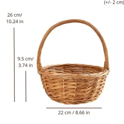 Creative Home Petit Panier de Pâques en Osier 22 x 22 x 26 cm - Tissé à la Main, Panier avec Anse, Cadeau, Fruits, Marron Naturel