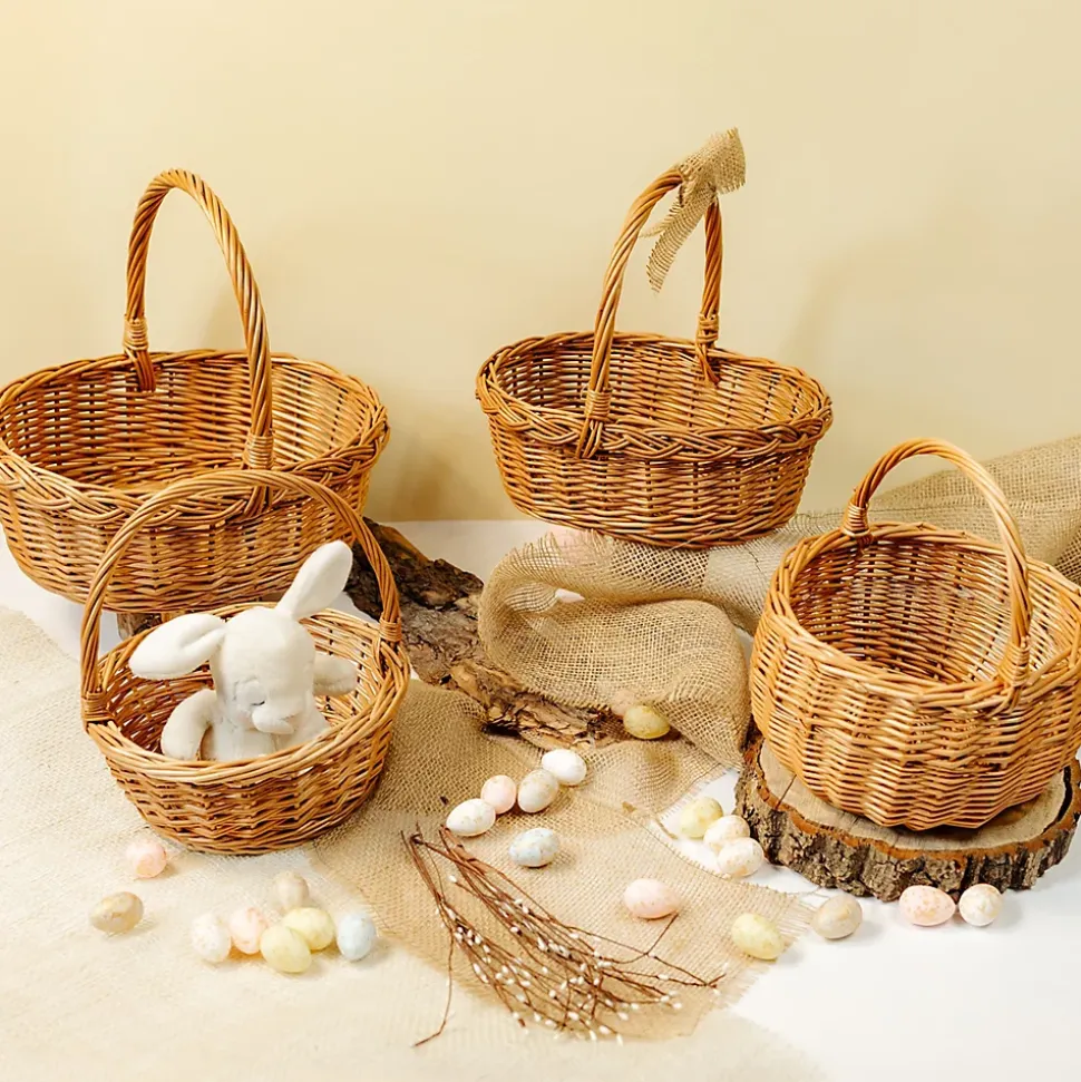 Creative Home Petit Panier de Pâques en Osier 22 x 22 x 26 cm - Tissé à la Main, Panier avec Anse, Cadeau, Fruits, Marron Naturel