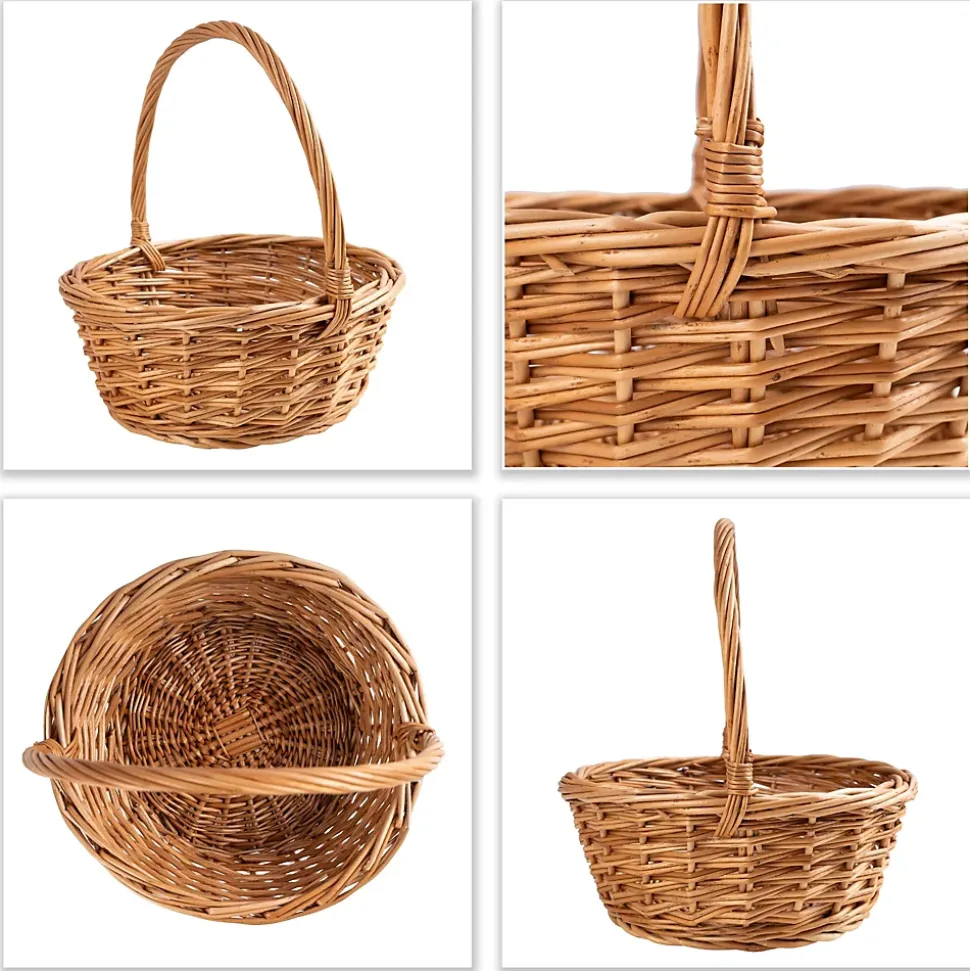 Creative Home Petit Panier de Pâques en Osier 22 x 22 x 26 cm - Tissé à la Main, Panier avec Anse, Cadeau, Fruits, Marron Naturel