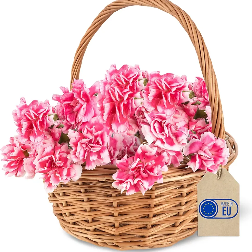 Creative Home Petit Panier de Pâques en Osier 22 x 22 x 26 cm - Tissé à la Main, Panier avec Anse, Cadeau, Fruits, Marron Naturel