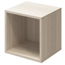 Cube de rangement avec porte effet chêne GoodHome Atomia H. 37,5 x L. 37,5 x P. 37 cm