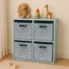 Cube de rangement en tissu blanc imprimé vert 31cm