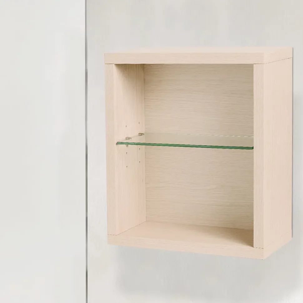 Cube de rangement modulaire étagère caisson murale bois 45 x 40 x 18 cm chêne CEDAM