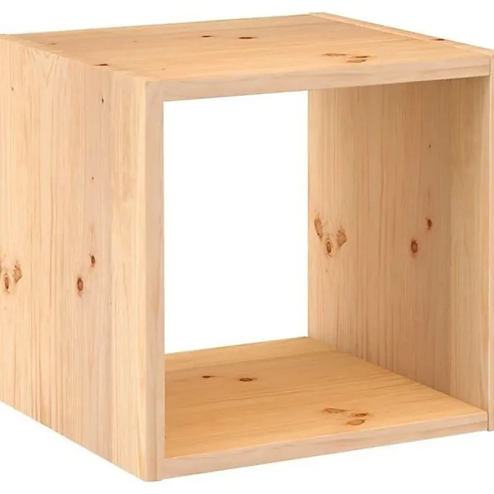 Cube de rangement pin masif - 36.2 x 36.2 x 33 cm - bois brut