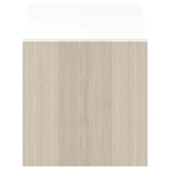 Cube rangement blanc avec porte effet chêne GoodHome Atomia H. 37,5 x L. 37,5 x P. 37 cm