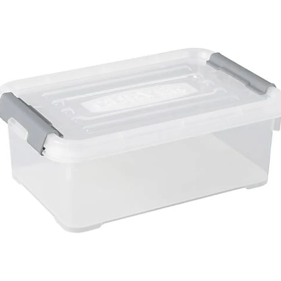 Curver 243810 Boîte de rangement HANDY empilable 4 L, transparent/argent, 294 x 194 x 110 mm