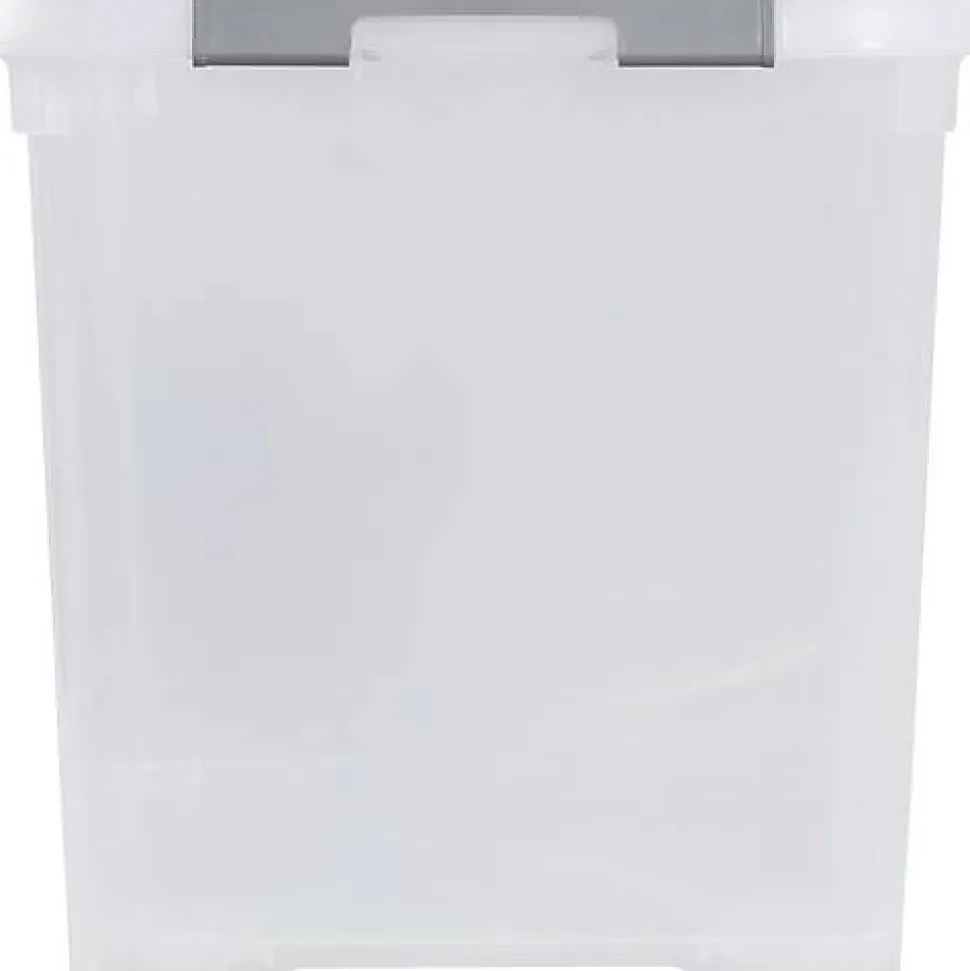 Curver Handy Lot de 3 bacs plastiques empilables transparents 65 L, fermeture à clips, modulaires (400 x 390 x 600 mm)