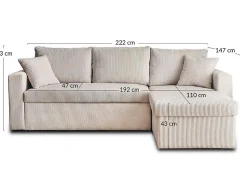 Cyrus - canapé d'angle réversible 4 places - convertible avec coffre - en velours côtelé - Best Mobilier