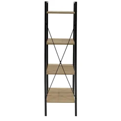 DARA - Etagère Simple 4 Plateaux Métal et Aspect Bois
