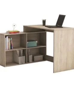 DEMEYERE Bureau d'angle contemporain décor chene Shannon - L 112 cm - NAGANO