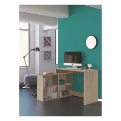 DEMEYERE Bureau d'angle contemporain décor chene Shannon - L 112 cm - NAGANO