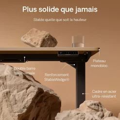 Desktronic Bureau assis debout HomePro 200x80cm - Électrique Réglable en Hauteur - Chargeur USB/USB-C - Noir/Chêne