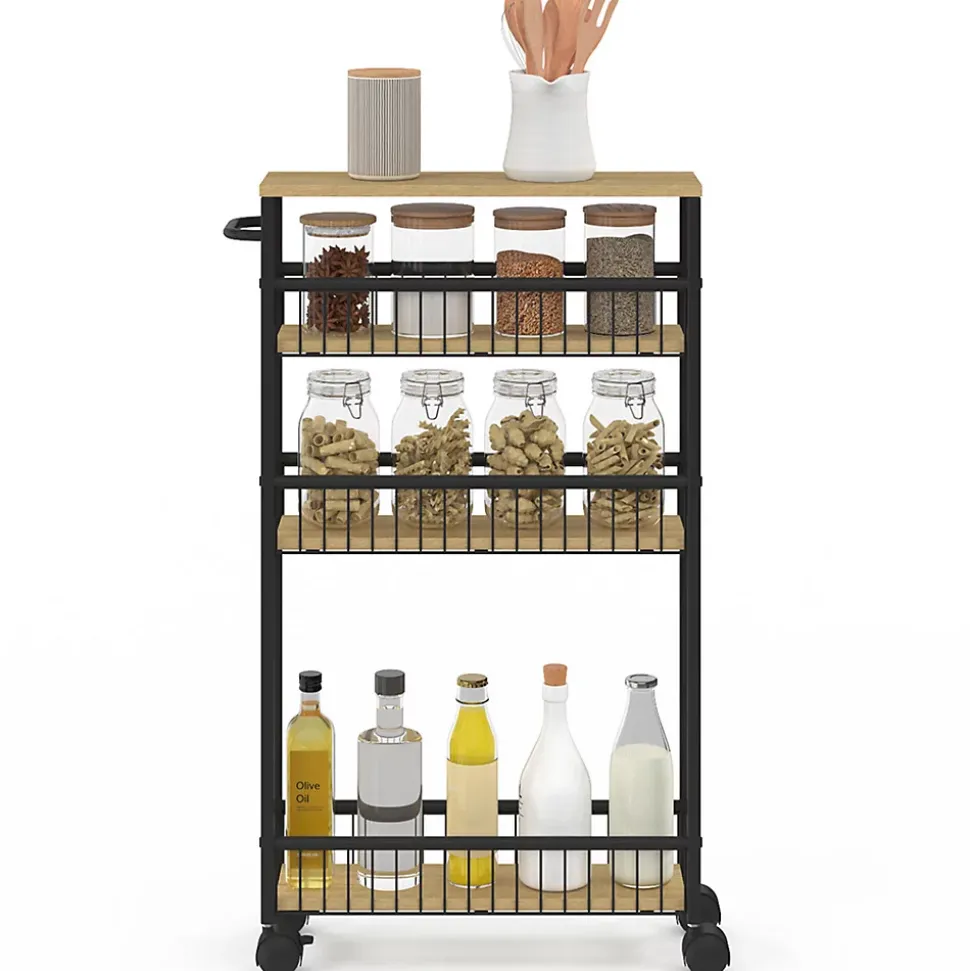 Desserte de cuisine gains de place DETROIT 4 niveaux sur roulettes design industriel